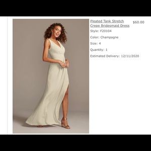 David’s Bridal Pleated Tank Stretch Bridesmaid Dress in champagne